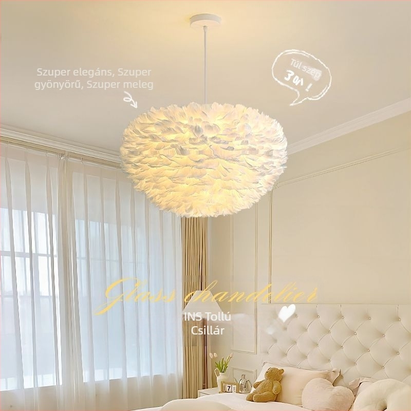 Északi modern minimalista személyre szabott kreatív stílusos étkező hálószoba toll csillár tolllámpa stílusos csillár