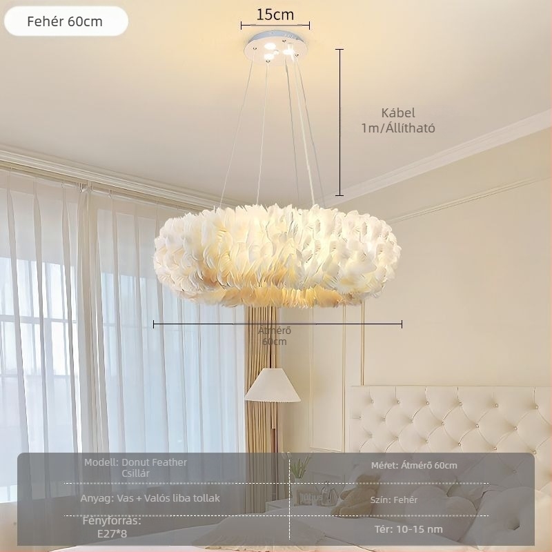 Északi modern minimalista személyre szabott kreatív stílusos étkező hálószoba toll csillár tolllámpa stílusos csillár