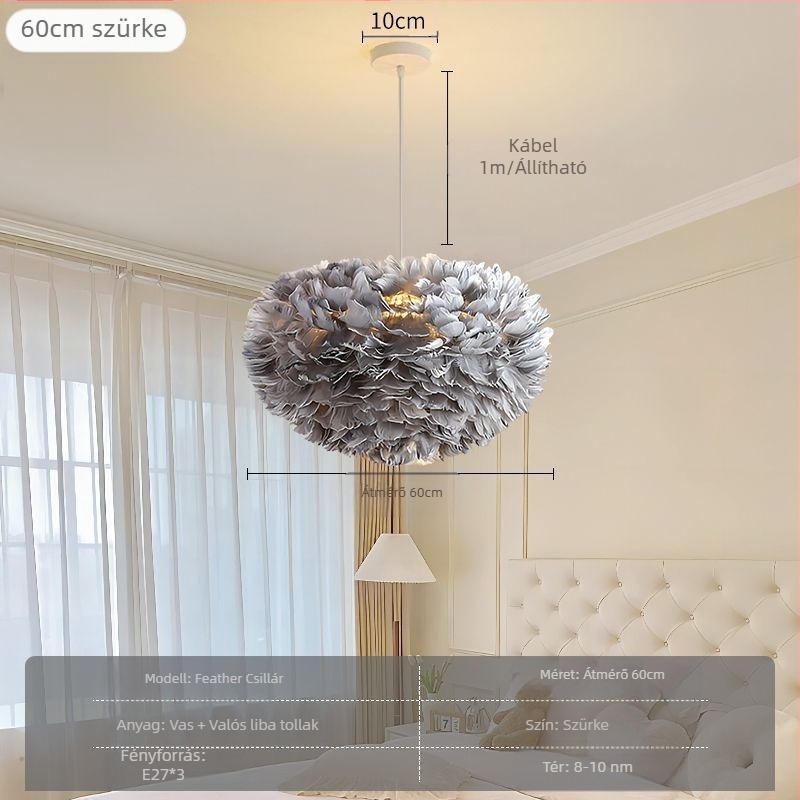 Északi modern minimalista személyre szabott kreatív stílusos étkező hálószoba toll csillár tolllámpa stílusos csillár