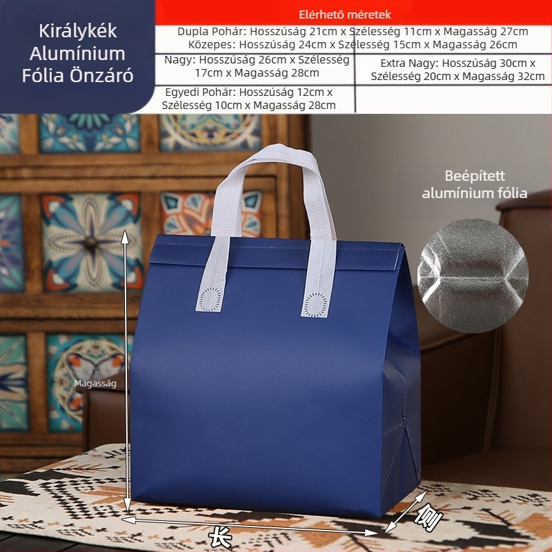 Nem szőtt táska, egyedi eldobható elviteles szigetelő táska, egyedi vendéglátóipari tejes tea csomagolás, alumínium fólia, önzáró kézitáska