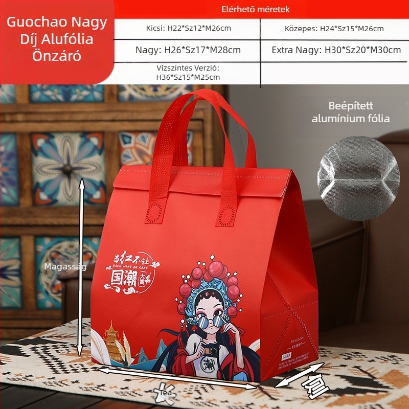 Nem szőtt táska, egyedi eldobható elviteles szigetelő táska, egyedi vendéglátóipari tejes tea csomagolás, alumínium fólia, önzáró kézitáska