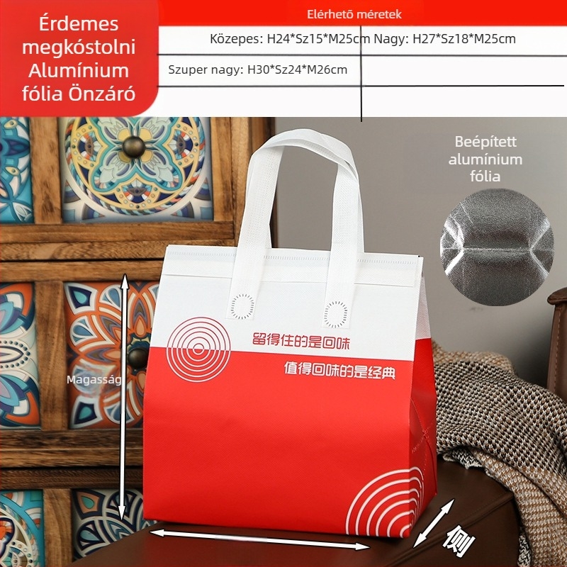 Nem szőtt táska, egyedi eldobható elviteles szigetelő táska, egyedi vendéglátóipari tejes tea csomagolás, alumínium fólia, önzáró kézitáska