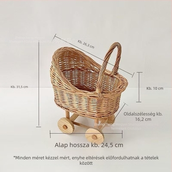 Ins Style kosár alakú babakocsi, fonott tárolókosár, kisállatfészek, szülés utáni virágkosár, fotózási kellékek, első születésnapi ajándék
