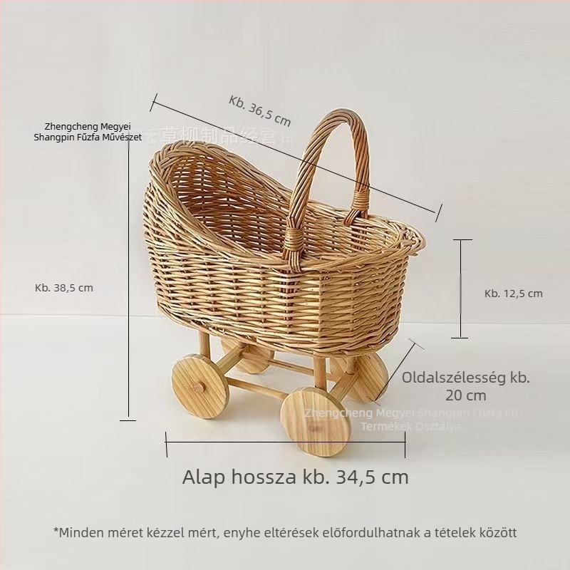 Ins Style kosár alakú babakocsi, fonott tárolókosár, kisállatfészek, szülés utáni virágkosár, fotózási kellékek, első születésnapi ajándék