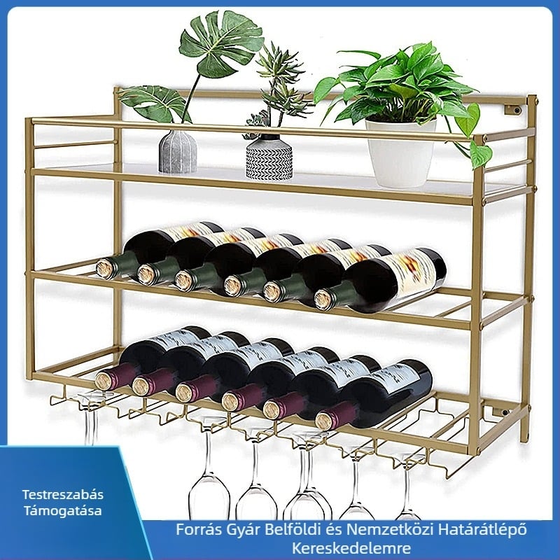 Nordic Light luxus bortartó falra akasztható borszekrény egyszerű, könnyű luxus borkiállító állvány fali dekorációs tárolóállvány függő pohártartó