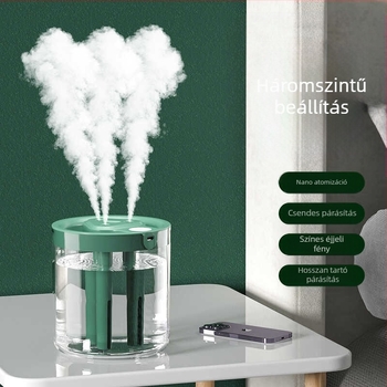 Légnedvesítő, erős ködmennyiségű, némító permet, három fúvóka, nagy kapacitású irodai párásító, aroma diffúzor, hidratáló
