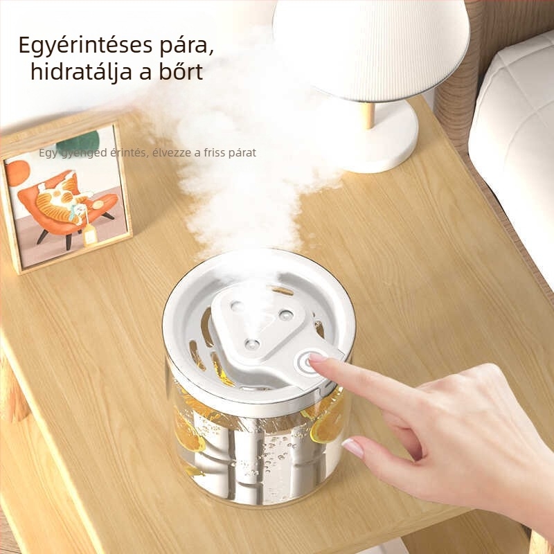Légnedvesítő, erős ködmennyiségű, némító permet, három fúvóka, nagy kapacitású irodai párásító, aroma diffúzor, hidratáló