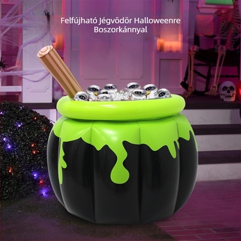 Határokon átnyúló Halloween Party Felfújható Jégvödör Jelenet Dekoráció Elrendezése PVC Jégital Vödör Boszorkány Keverő Jégvödör