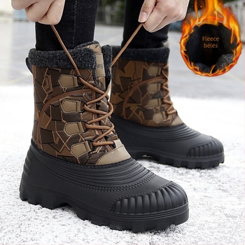 Határokon átnyúló, magas szárú, északkeleti hótaposó, férfi kültéri, gyapjúval bélelt, meleg, vastagított pamut csizma, téli Martin csizma, egyrészes szállítással.