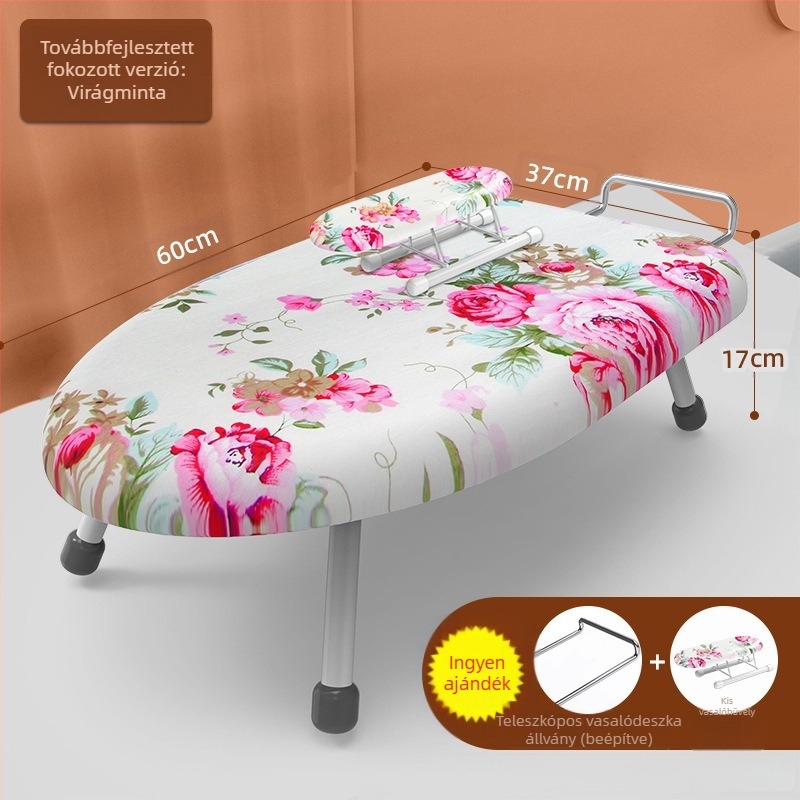 Összecsukható háztartási vasalódeszka, Kis vasalódeszka, Vasalóalátét, Vasalódeszka-állvány, Vasalóállvány, Összecsukható vasalódeszka