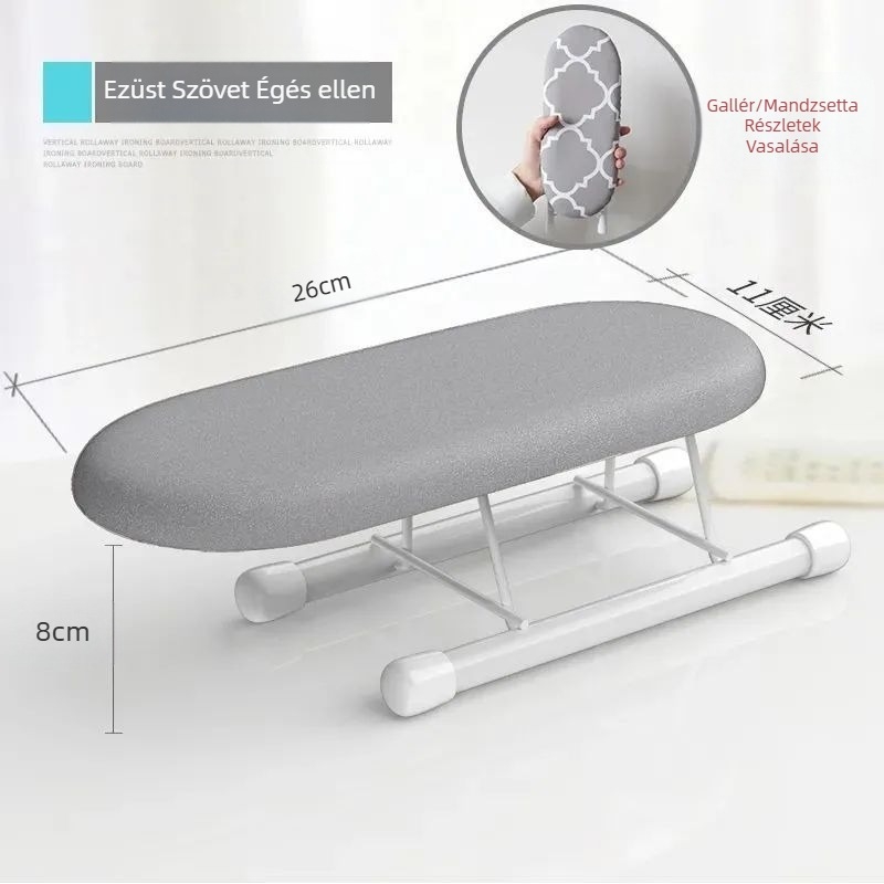 Összecsukható háztartási vasalódeszka, Kis vasalódeszka, Vasalóalátét, Vasalódeszka-állvány, Vasalóállvány, Összecsukható vasalódeszka
