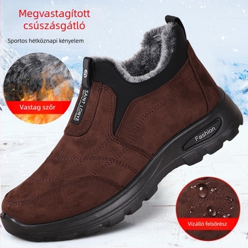 Határokon átnyúló pamutcipők Téli férficipők középkorúaknak és időseknek Férficipők Pekingi szövetcipők Férfi gyapjúbéléssel ellátott vastagított meleg cipő Férficipők időseknek