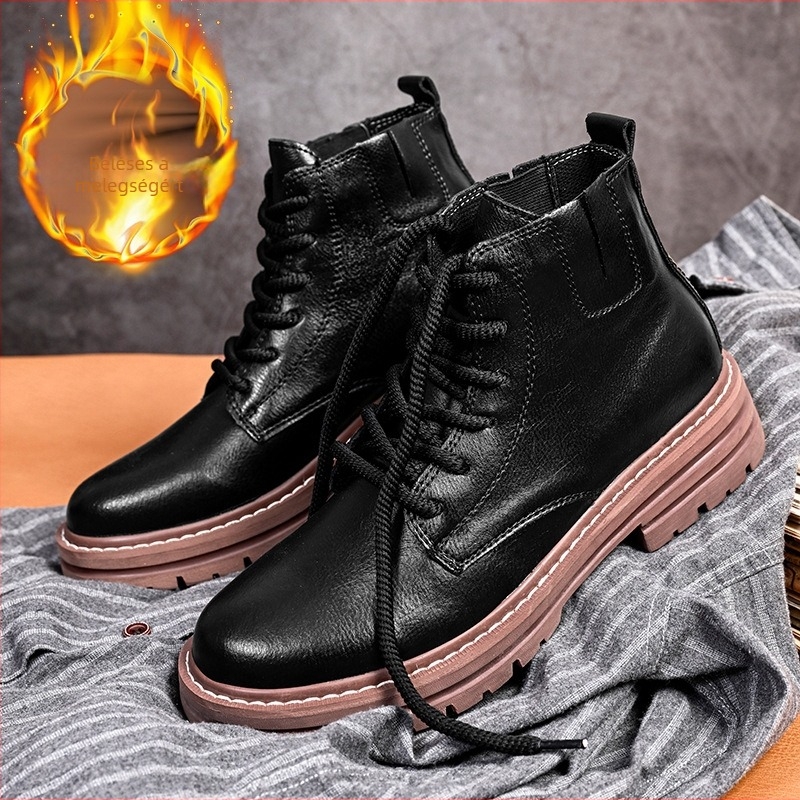 Plus size férfi cipők 48-as magas szárú cipők férfi cipők Martin csizma férfi magas szárú 2023 ősz és tél Új divatos bőr csizma vastag talpú divat