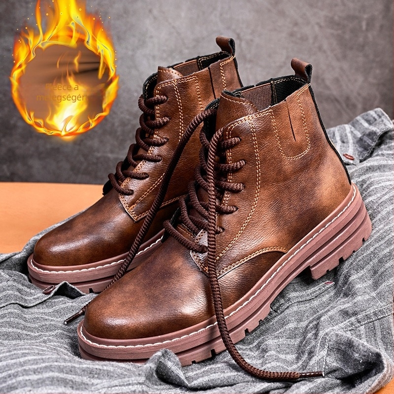 Plus size férfi cipők 48-as magas szárú cipők férfi cipők Martin csizma férfi magas szárú 2023 ősz és tél Új divatos bőr csizma vastag talpú divat