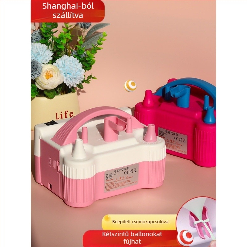 2025 új, kétrétegű lufi elektromos felfújó, lufifújó gép, légpumpa, automatikus felfújó, dupla lyuk, lásd a részleteket