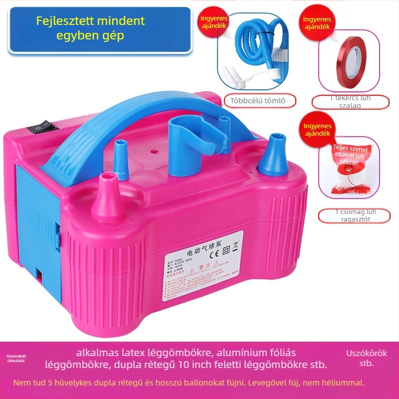 2025 új, kétrétegű lufi elektromos felfújó, lufifújó gép, légpumpa, automatikus felfújó, dupla lyuk, lásd a részleteket