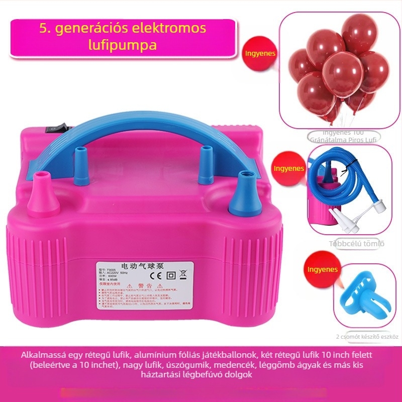 2025 új, kétrétegű lufi elektromos felfújó, lufifújó gép, légpumpa, automatikus felfújó, dupla lyuk, lásd a részleteket
