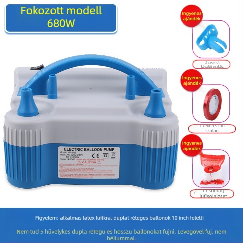 2025 új, kétrétegű lufi elektromos felfújó, lufifújó gép, légpumpa, automatikus felfújó, dupla lyuk, lásd a részleteket