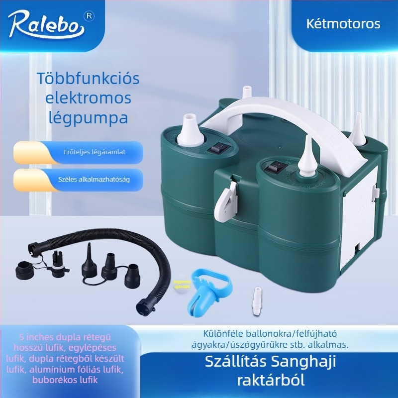 2025 új, kétrétegű lufi elektromos felfújó, lufifújó gép, légpumpa, automatikus felfújó, dupla lyuk, lásd a részleteket