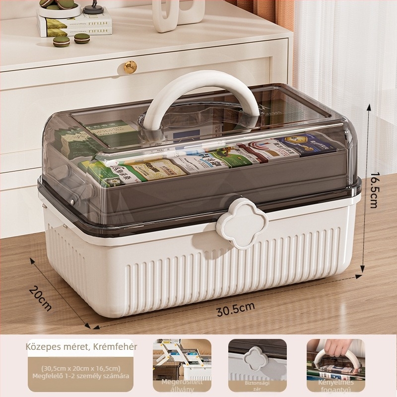 Gyógyszeres doboz Otthoni nagy gyógyszertároló doboz Háztartási nagy kapacitású gyógyszer Gyógyszeres doboz Orvosi sürgősségi osztályozás Gyógyszeres doboz