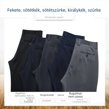 Őszi és téli középkorú és idős apuka nadrág vastag, magas derekú öltönynadrág férfi laza egyenes szabású nadrág plus size lezser nadrág