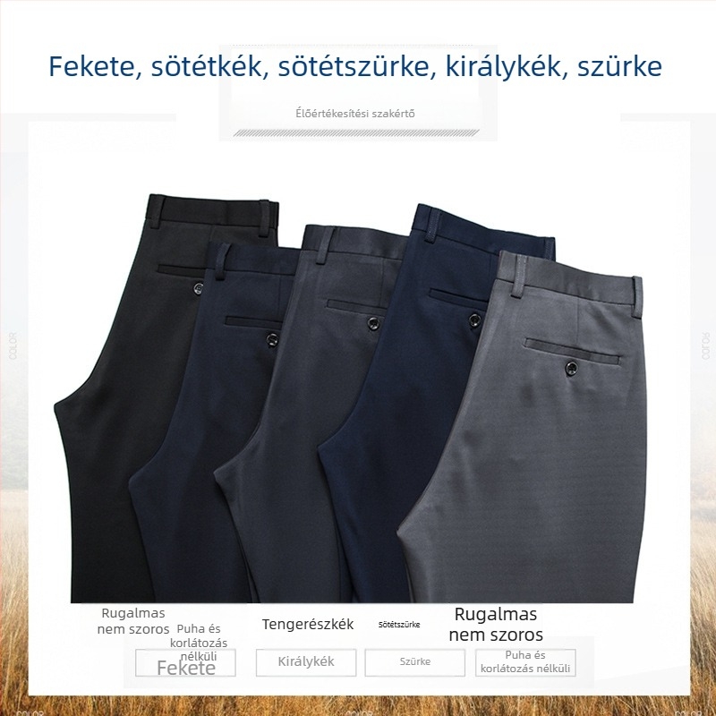 Őszi és téli középkorú és idős apuka nadrág vastag, magas derekú öltönynadrág férfi laza egyenes szabású nadrág plus size lezser nadrág