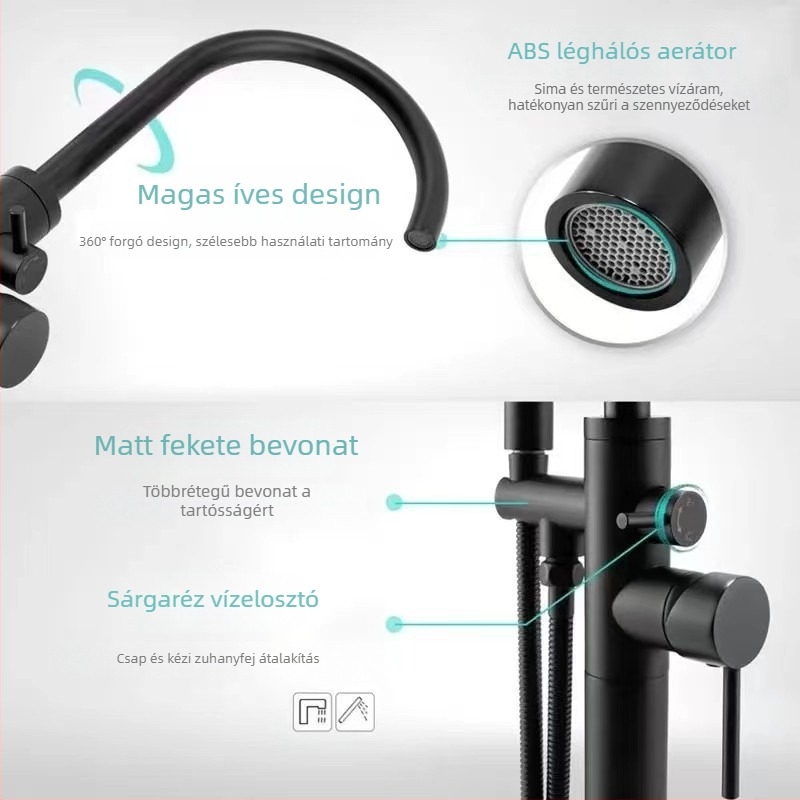 Padló kád csaptelep réz oszlopos kád csaptelep otthoni szálloda meleg és hideg automata vezérlésű gyári nagykereskedelmi csaptelep