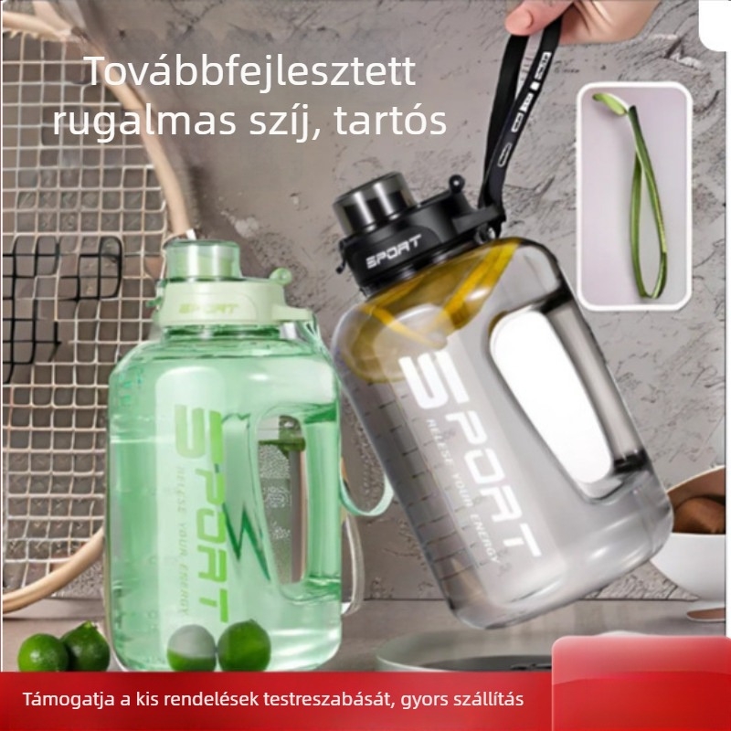 Nagy kapacitású műanyag pohár, magas hőmérsékletnek ellenálló víztartály, tonnás hordós fitnesz vízforraló, hordozható, cseppálló szívószálas űrpohár