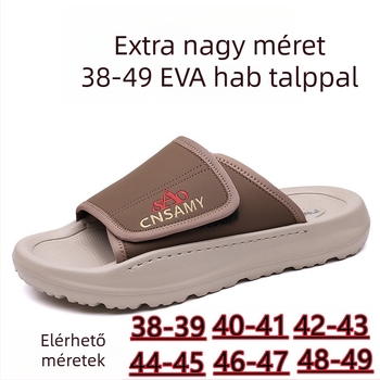 Férfi plus size új papucsok alkalmi strandcipők csúszásgátló puha talp könnyű kézzel varrott 49-es méretű kültéri férfi papucsok