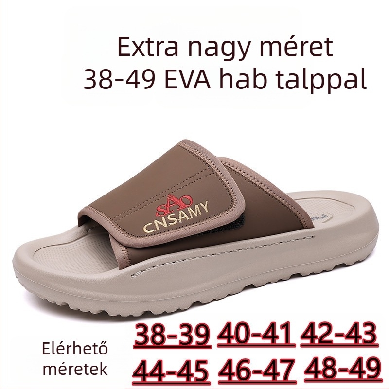 Férfi plus size új papucsok alkalmi strandcipők csúszásgátló puha talp könnyű kézzel varrott 49-es méretű kültéri férfi papucsok