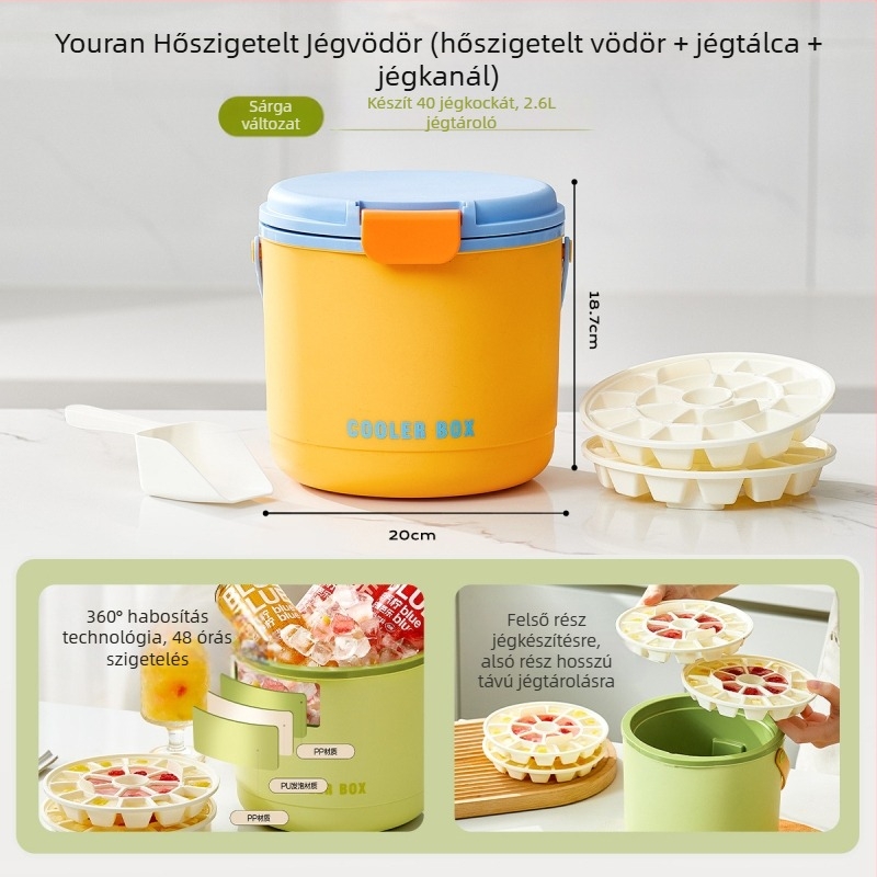 Jégtömb hőtartó vödör kültéri prés jégtömb hidegtartó vödör kempingezéshez hordozható jégtömb öntőforma hidegtartó vödör