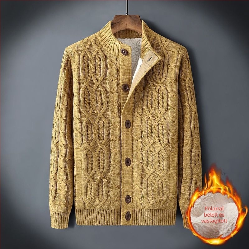 Nagykereskedelmi téli férfi pulóver, bársonyból készült, meleg pulóver, bő méretű, retró, csavart kardigán, egyszínű, férfi