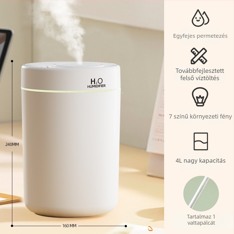 Otthoni párásító hálószoba némító nagy kapacitású köd asztali párásító légtisztítás anya és gyermek aroma diffúzor ajándék