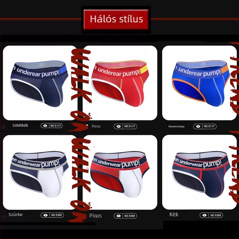 Vékony Pump férfi sportos alsónemű, alacsony derék, karcsú szabás, fenékemelő hatás, színes blokk dizájn