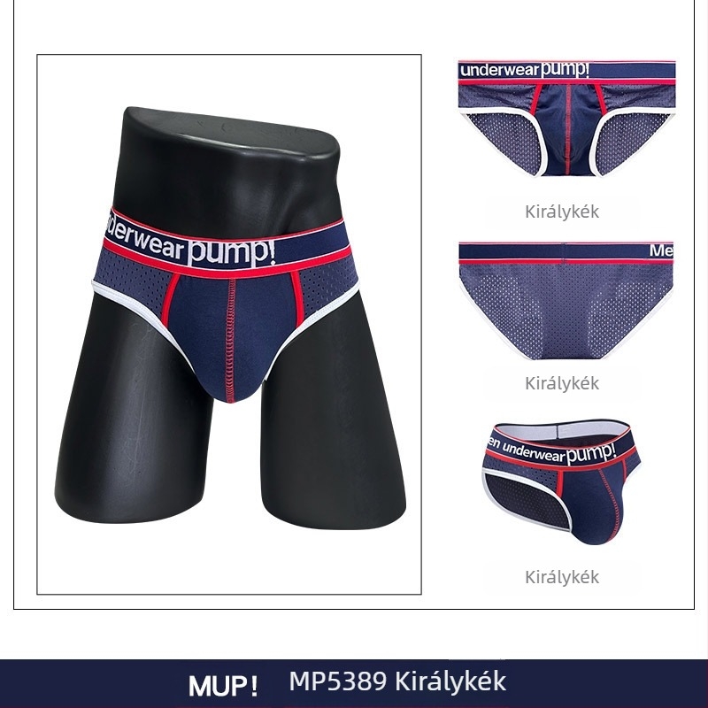 Vékony Pump férfi sportos alsónemű, alacsony derék, karcsú szabás, fenékemelő hatás, színes blokk dizájn