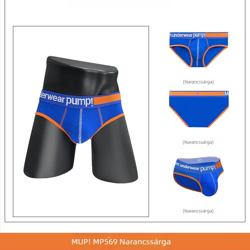 Vékony Pump férfi sportos alsónemű, alacsony derék, karcsú szabás, fenékemelő hatás, színes blokk dizájn
