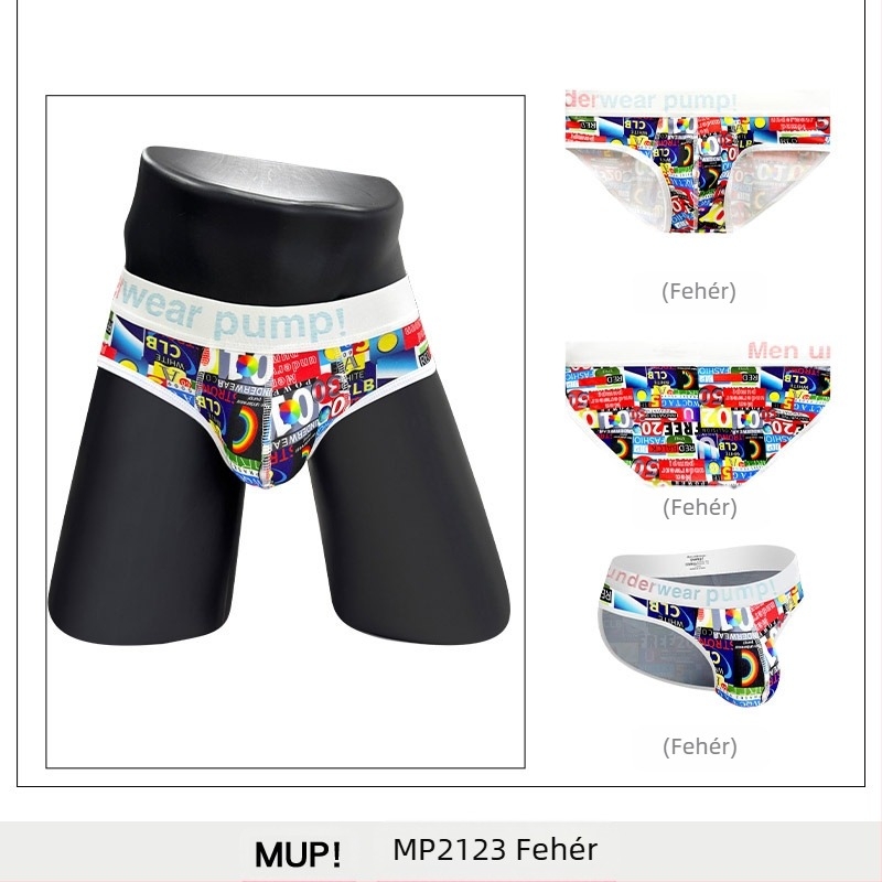 Vékony Pump férfi sportos alsónemű, alacsony derék, karcsú szabás, fenékemelő hatás, színes blokk dizájn