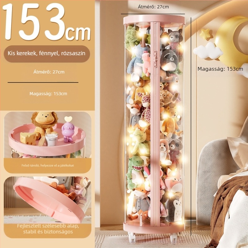 Nagy Kapacitású Tároló Vödör Baba Plüss Játék Cipzáras Baba Átlátszó Háztartási Tároló Nagy Értékű Műtárgy