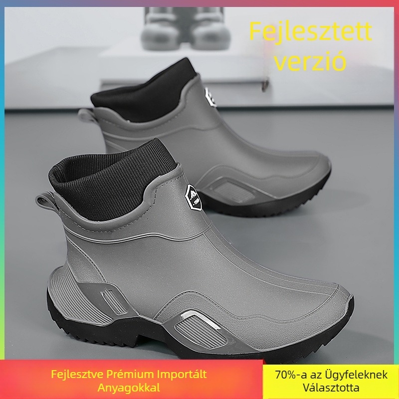 Férfi esőcsizma, tavaszi konyhai munkaruha, ellenálló vízicipő, elvihető lovas, fekete munkavédelmi esőcsizma