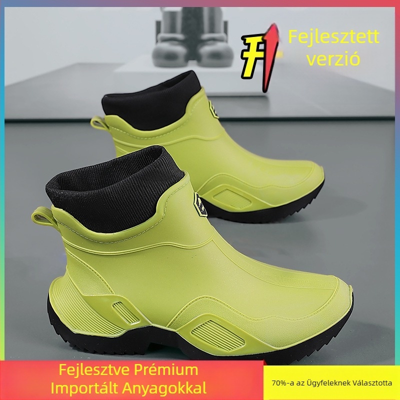 Férfi esőcsizma, tavaszi konyhai munkaruha, ellenálló vízicipő, elvihető lovas, fekete munkavédelmi esőcsizma
