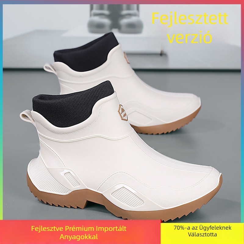 Férfi esőcsizma, tavaszi konyhai munkaruha, ellenálló vízicipő, elvihető lovas, fekete munkavédelmi esőcsizma