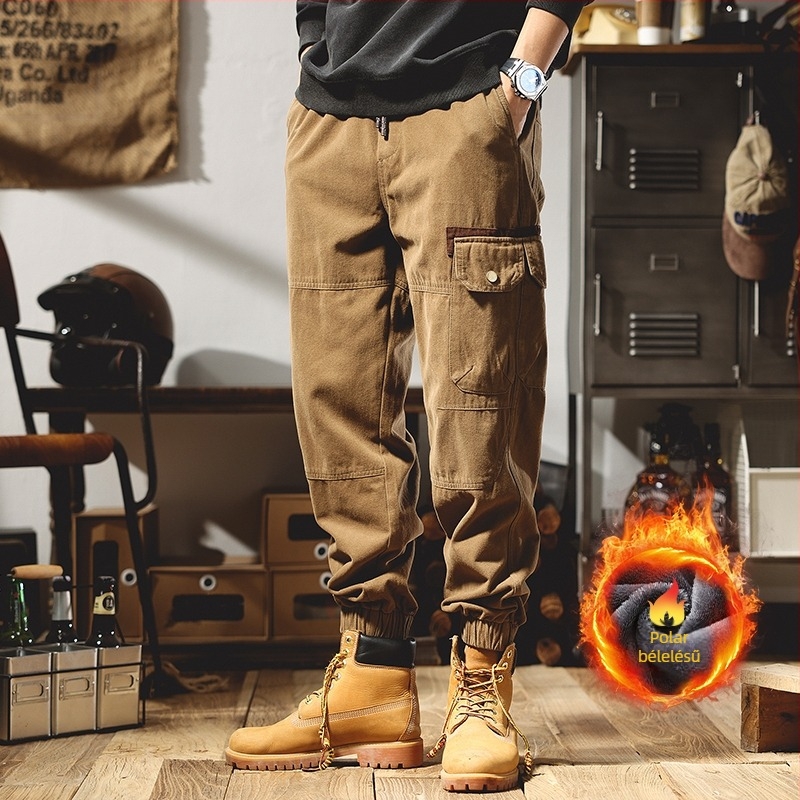 Amerikai Retro Cargo Nadrág Férfiaknak, Tavasz és Ősz 2025 Új, Vastagított, Trendi Márkás Hárem Jogger Hétköznapi Nadrág