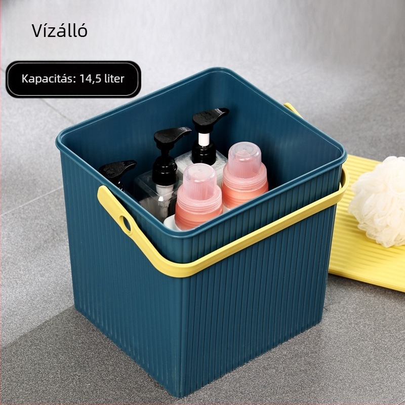 Vastag baba négyzet alakú tárolóhordó fedéllel, hordozható, többcélú tárolóhordó műanyag fürdőkerettel, fürdőkosárral, székletjáték nagykereskedelem