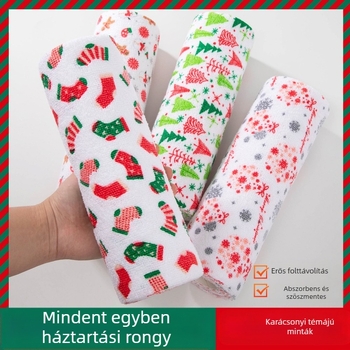 Kézzel téphető, vastagított, nedvszívó, olajat elnyelő konyhai tisztítókendő, háztartási mikroszálas, laminált, nyomtatott, kézzel téphető kendő