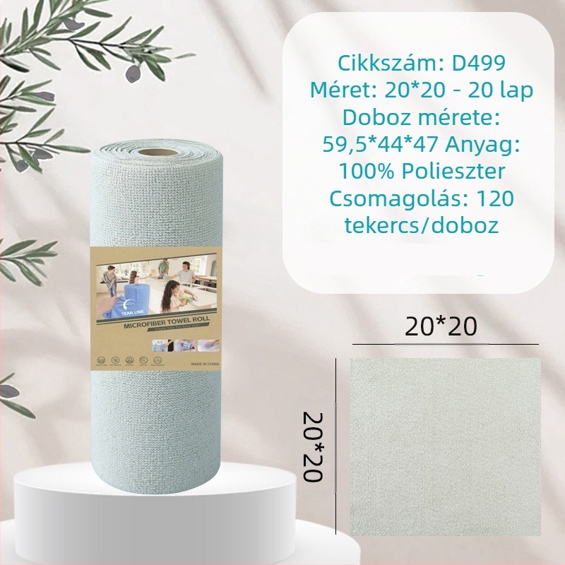 Kézzel téphető, vastagított, nedvszívó, olajat elnyelő konyhai tisztítókendő, háztartási mikroszálas, laminált, nyomtatott, kézzel téphető kendő