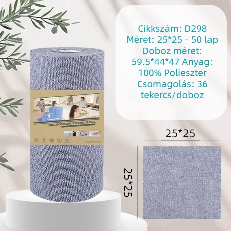 Kézzel téphető, vastagított, nedvszívó, olajat elnyelő konyhai tisztítókendő, háztartási mikroszálas, laminált, nyomtatott, kézzel téphető kendő