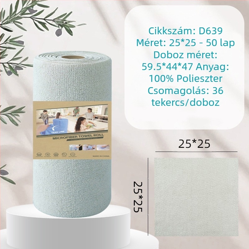 Kézzel téphető, vastagított, nedvszívó, olajat elnyelő konyhai tisztítókendő, háztartási mikroszálas, laminált, nyomtatott, kézzel téphető kendő