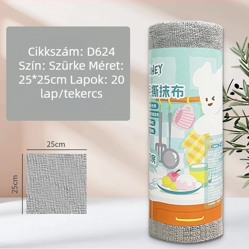 Kézzel téphető, vastagított, nedvszívó, olajat elnyelő konyhai tisztítókendő, háztartási mikroszálas, laminált, nyomtatott, kézzel téphető kendő