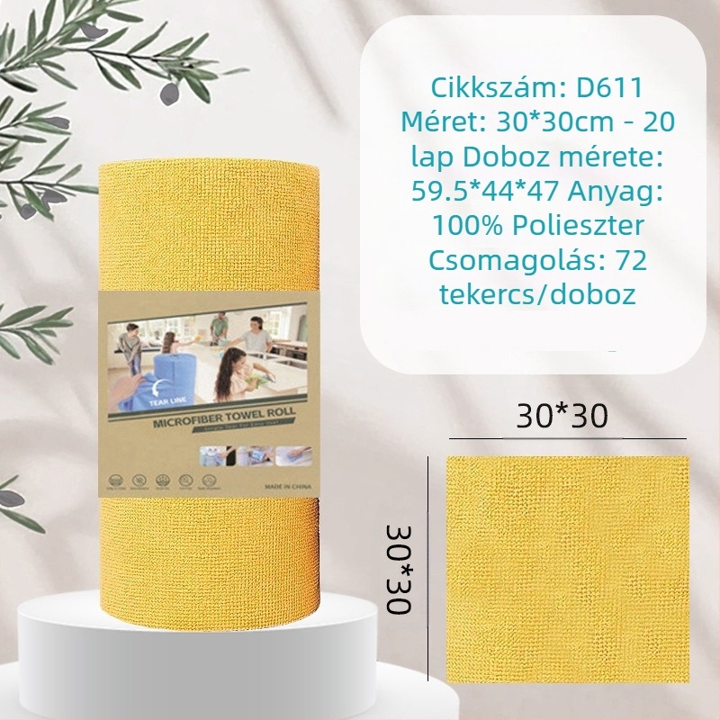 Kézzel téphető, vastagított, nedvszívó, olajat elnyelő konyhai tisztítókendő, háztartási mikroszálas, laminált, nyomtatott, kézzel téphető kendő