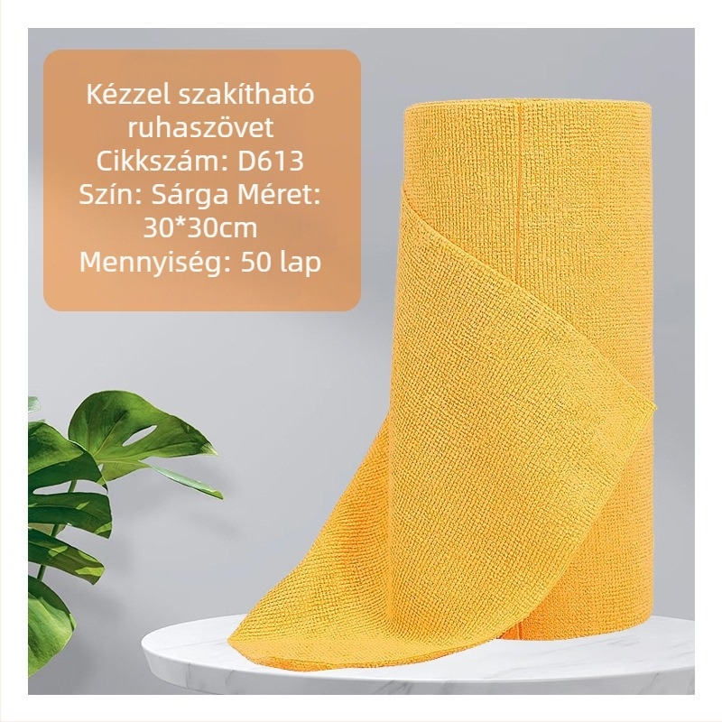 Kézzel téphető, vastagított, nedvszívó, olajat elnyelő konyhai tisztítókendő, háztartási mikroszálas, laminált, nyomtatott, kézzel téphető kendő